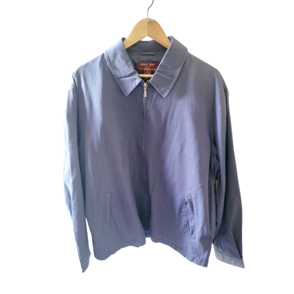 Lava Bay Vintage Lavender Blue Zip-Up Jacket 100% Cotton Made In Russia XL